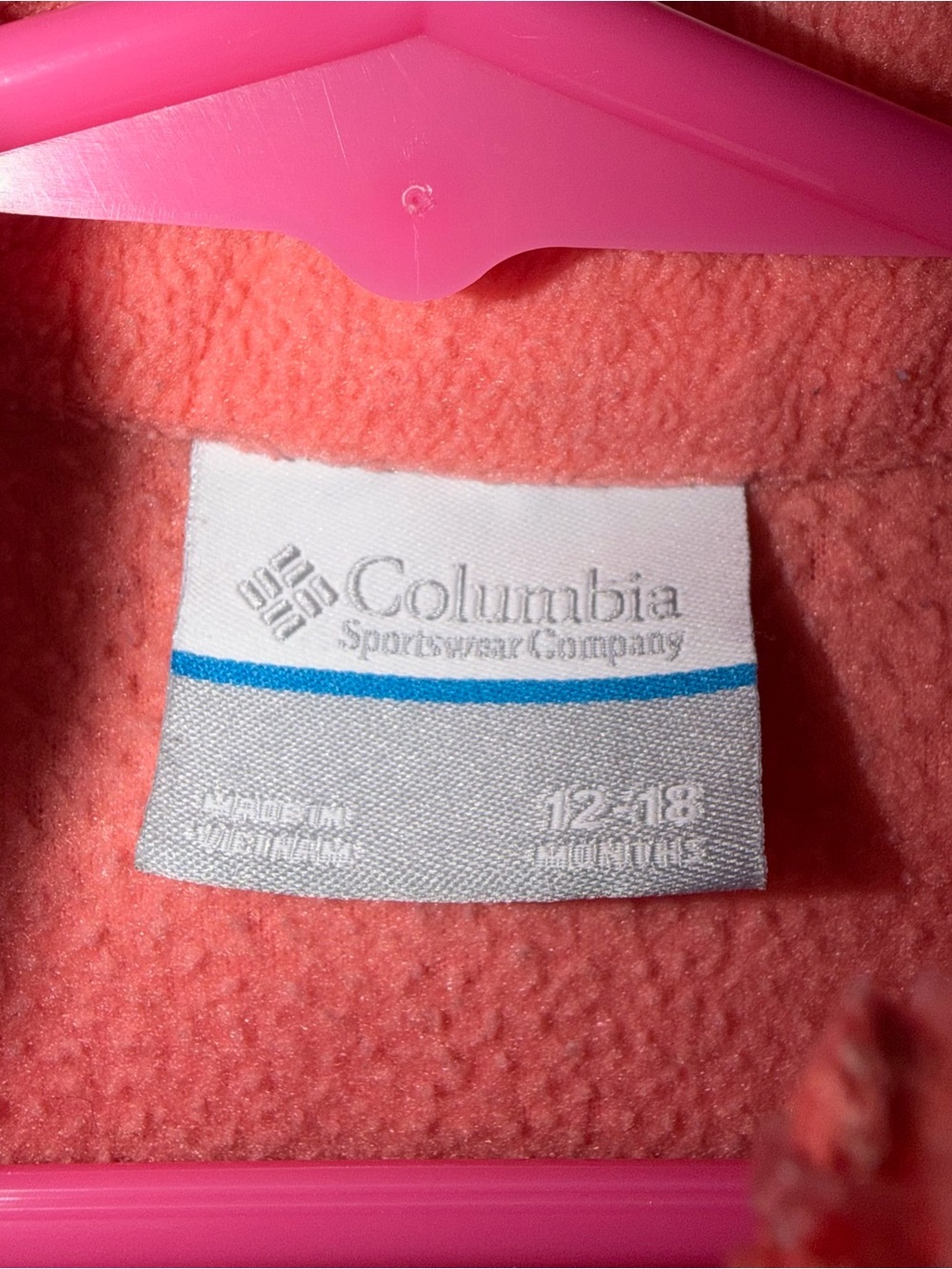 Columbia Baby Full Zip-Up Fleece Jacket Peach Size 12-18 Months - Picture 4 of 5